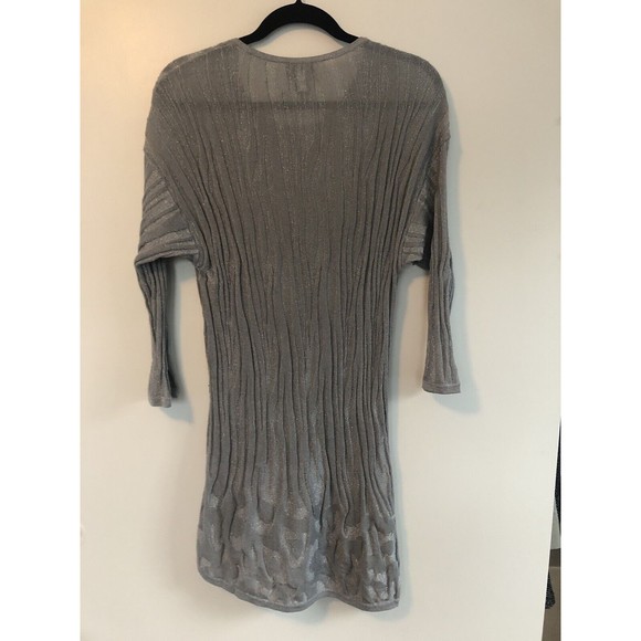 Chico’s Travelers Size 2 (L) Gray Metallic Zebra Cheetah Print Sheer Mini Dress - Picture 8 of 14